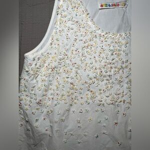 Mii Embroidered Beaded Floral Tank Top Cotton Handmade S